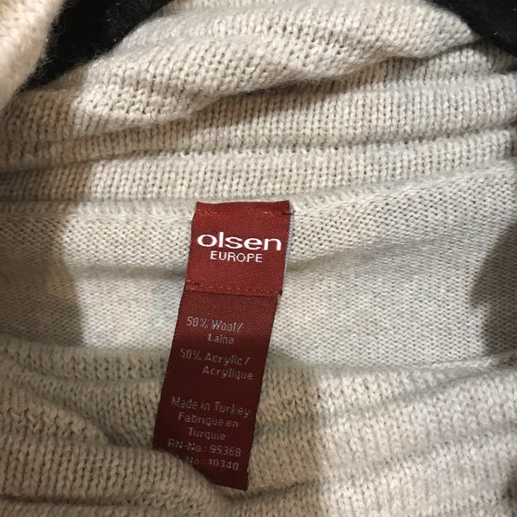 Olsen Europe Cowl Neck Wool Beige Sweater Size 14 - Picture 8 of 10